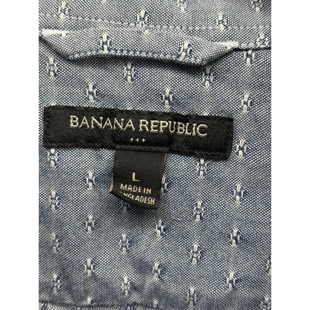 Banana Republic, Blue Long Sleeve, Button Up Untucked Fit, Geometric Print, Sz L